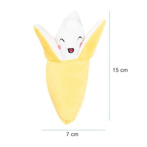 Ding Dong Pet Dog Toy Stuffed Carrot 8 x 16 cm + Banana 7 x 15 cm + Eggplant 6 x 15 cm + Tomato 7 x 10 cm, mixed colors, 1 set