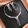 Cute and Sweet European and Sparkling Diamond tassel Butterfly Necklace Earrings