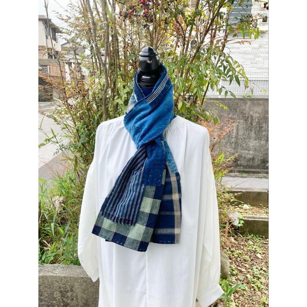 Used B55 Rags, Stole, Old Cloth, Remake, Indigo Dye, Patchwork, Sewing, Sashiko