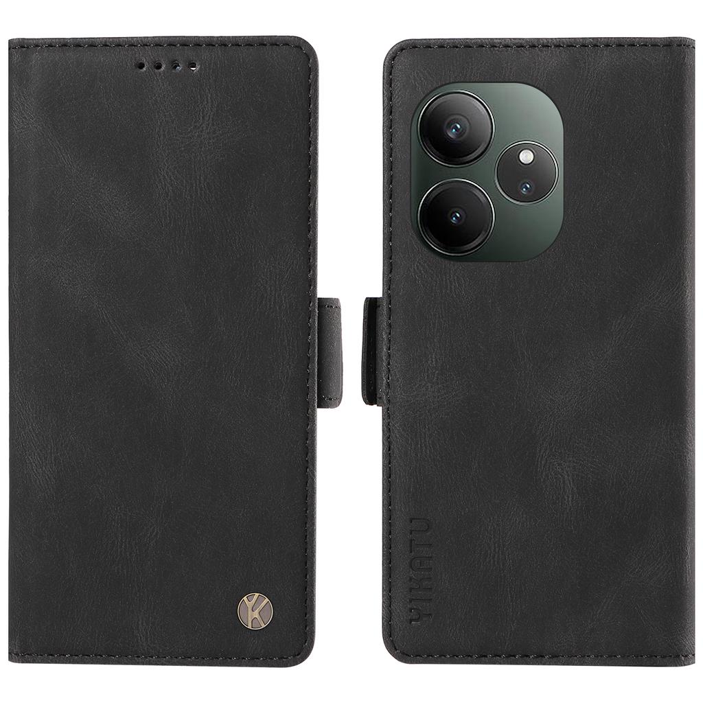 For Realme GT 6 5G Case PU Leather Phone Cover with Card Holder Side Magnetic Clasps