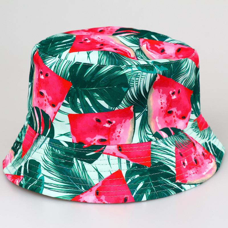 Tropical Fruits Reversible Fisherman Hat In Polyester For Summer Outdoor Sun Protection Characters Included)