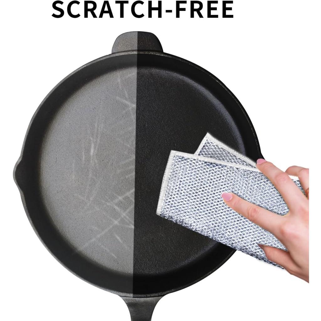 Double Layer Wire Dishwashing Rags Wire Dishwashing Rags for Wet and Dry, Non-Scratch Wire Dishcloth, Wire Cleaning Cloths