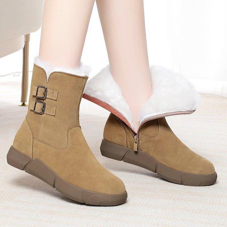 

Fashion medium tube snow boots women s 2025 winter new non-slip thickened large size short boots flat bottom velvet mother cotton shoes 42
