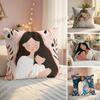 Love Mother Kids Flower Art Cushion Cover Silky Short Plush Invisible Zipper Dustproof Sofa Pillow Case For Home Decor