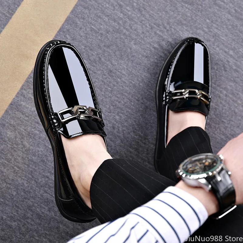 Pantofi High End pentru Bărbați Pantofi Casual din Piele Naturală Talpă Moale Piele Lăcuită Pantofi de Condus Designer Petrecere Cool Mocasini Slip-on