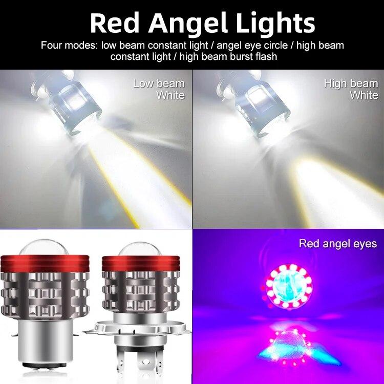 Universal H4 LED Motorcycle Headlight BA20D H6 Angel Eye Motor Led Bulb Motorbike Head Lamp White Yellow High Low Beam 12-80V