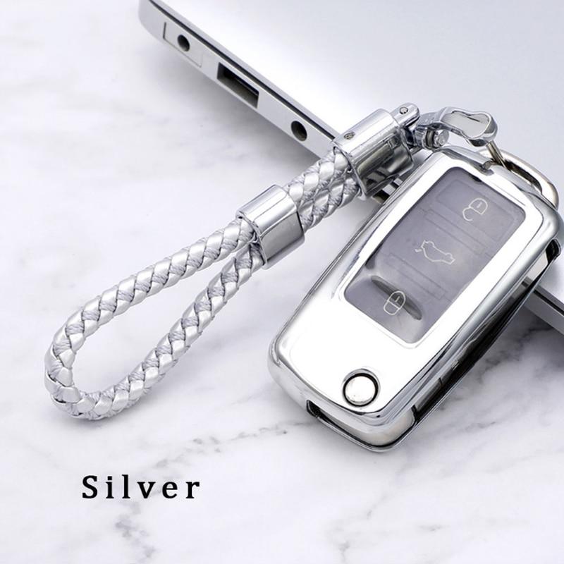 Soft TPU Car Key Case Cover Keychain for VW Volkswagen Polo Golf Passat B5 B6 B7 Beetle Caddy T5 Up Eos Tiguan for Skoda Octavia