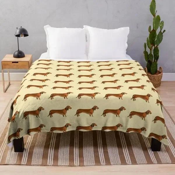 Dachshund Dog Blanket Fleece Spring/Autumn Wiener Sausage Dog Lightweight Throw Blankets for Sofa Car Bed King Queen Size