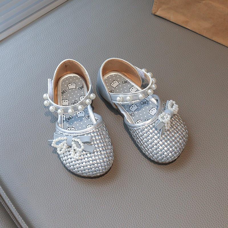 2026 Pearl Breathable Girls  Closed-Toe Sandals with Bow - Summer Mary Janes 22