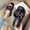 Fashion Luxury Rhinestone Slippers Woman Muffins Shoes Height Increased Slides Flats Platform Sandals Open Toe Babouche Ladies Flipflops