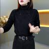 Versatile Slimming Perm Bottoming Half Turtleneck Temperament Casual T-shirt Autumn and Winter German Women's Long-sleeved Shirt