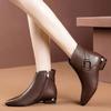 Short Boots Women's New Autumn-winter Style Pointed Toe Short Boots, Versatile Leather Shoes