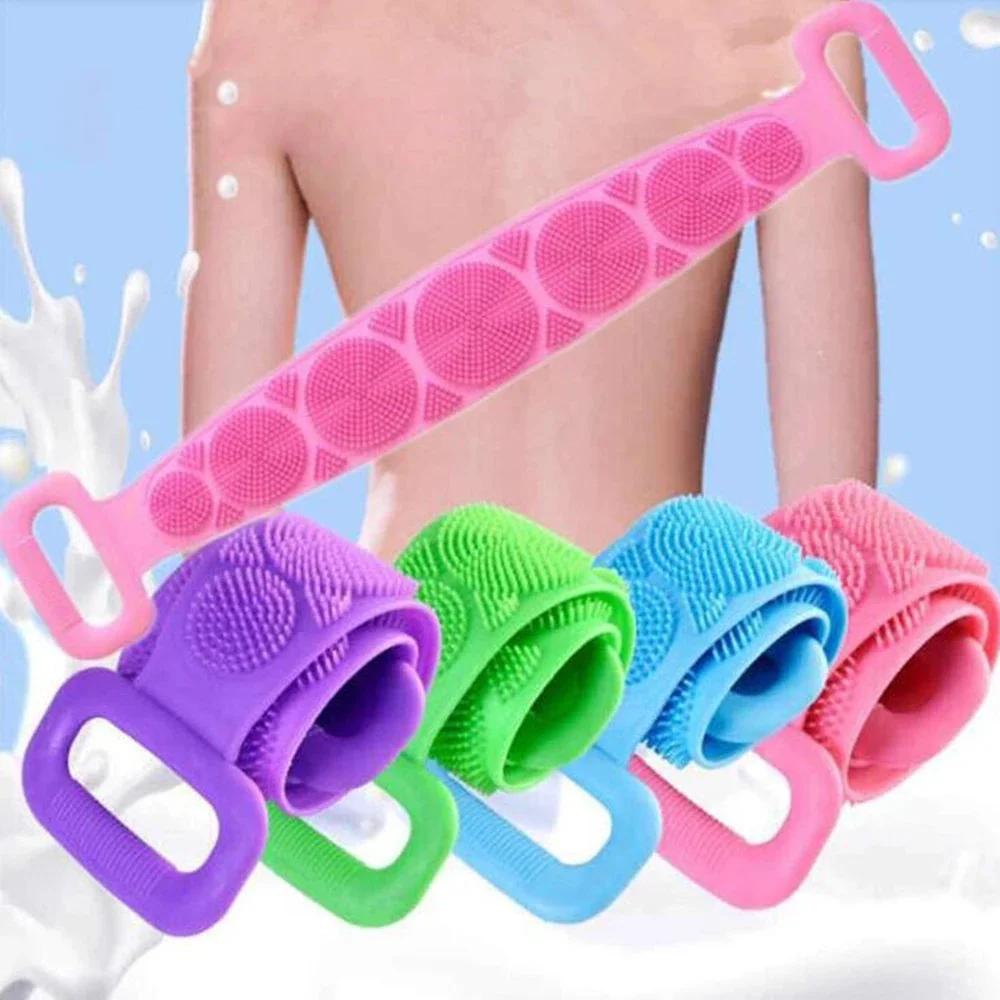 Premium Silicone Bath Scrubber Extra Long Exfoliating Back Brush Dead Skin Remover Shower Sponge for Men and Women