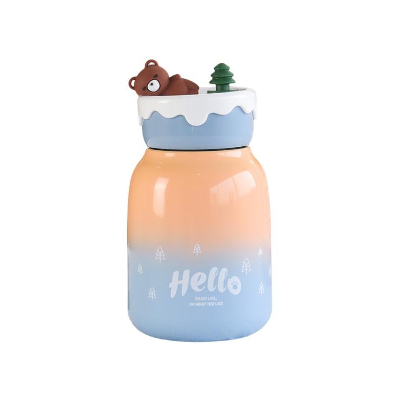 Niedlicher fauler Bär 304 Edelstahl Isolierbecher Große Kapazität Bouncing-Becher mit Strohhalm