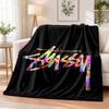 Stussy Flannel Throw Blanket Soft Warm Cozy For Sofa Bed Indoor Home Bedroom Use