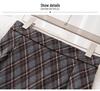 Women's Flocked Plaid Skirt 2026: Winter Elastic High Waist A-line Hip-Covering Skirt