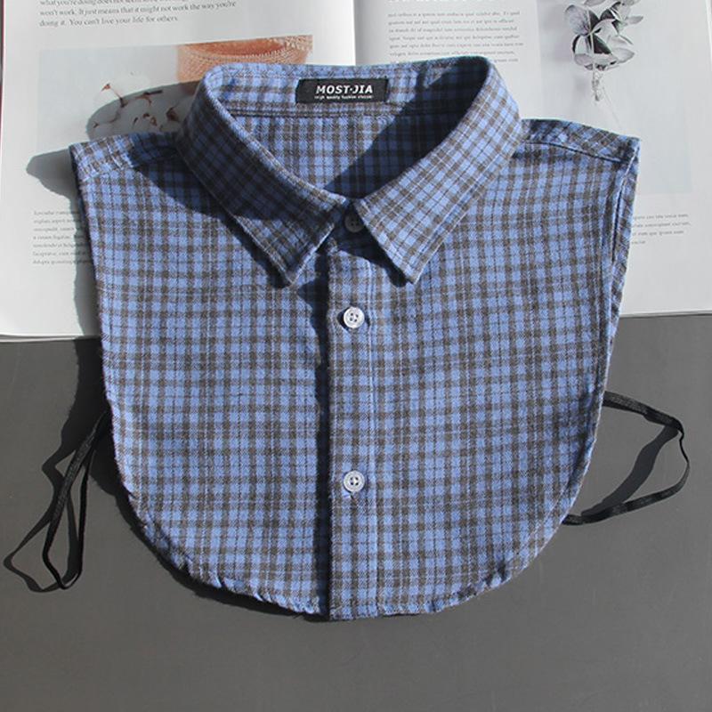 Plaid Fake Collar Shirt Children Print Collares Mujer Cotton Detachable Collar Choker Kids Boys Girls Removable Half Shirt