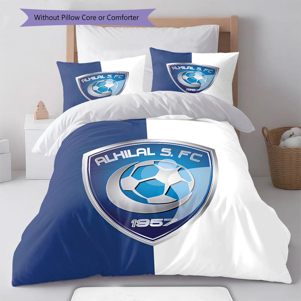 Al Hilal SFC Pattern Bedding,Quilt Set Quilt Cover Pillowcase Home Birthday Gift(1 * Duvet Cover + 2 * Pillowcase, Without Core)
