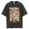 2026 Summer Vintage Washed Fairy Tail Manga Cover Anime T-Shirt Unisex Oversized Streetwear Cotton Short Sleeve Casual Tops