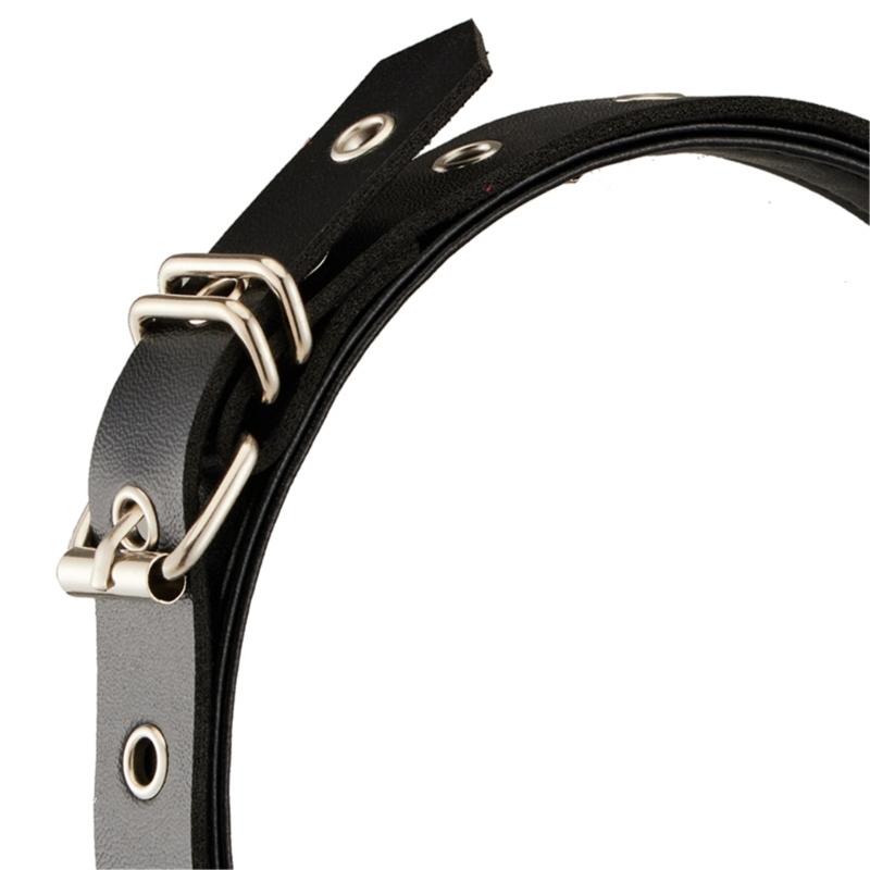 Unique Buckles Punk Headbands PU Leather with Metal Details Halloween Cosplay Headwear for Music Festivals and Event