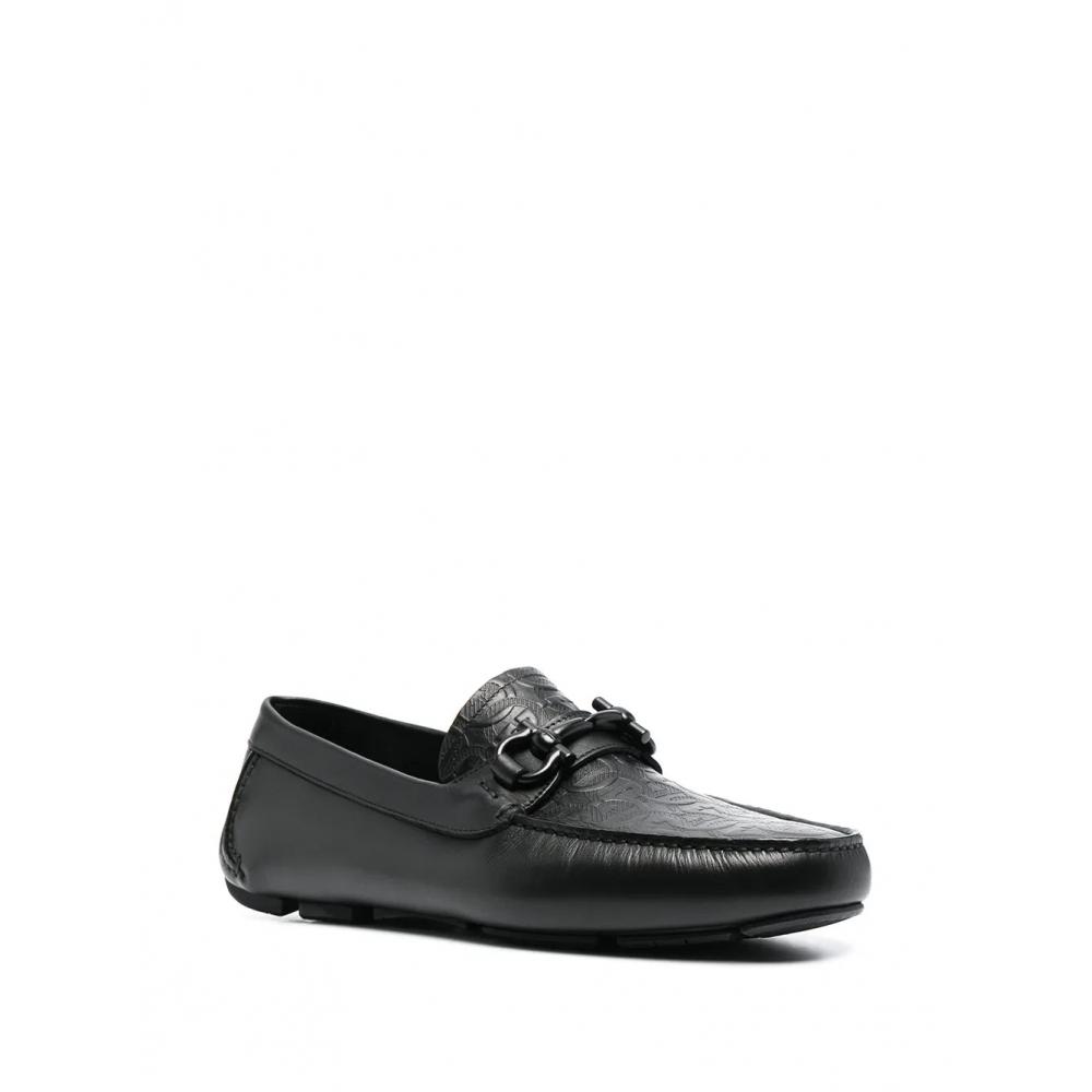 Salvatore Ferragamo Ferragamo Gancini Logo Loafers Black