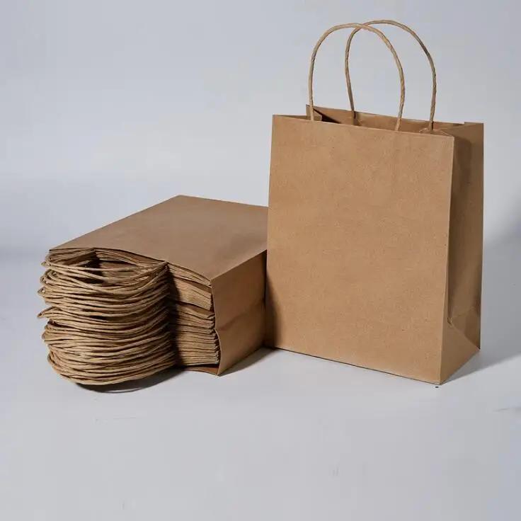20pcs Kraft Paper Bags with Handle Gift Bags 20.5cmx11cmx28cm Multifuntion Packaging Bags Wedding Party Favor Bag