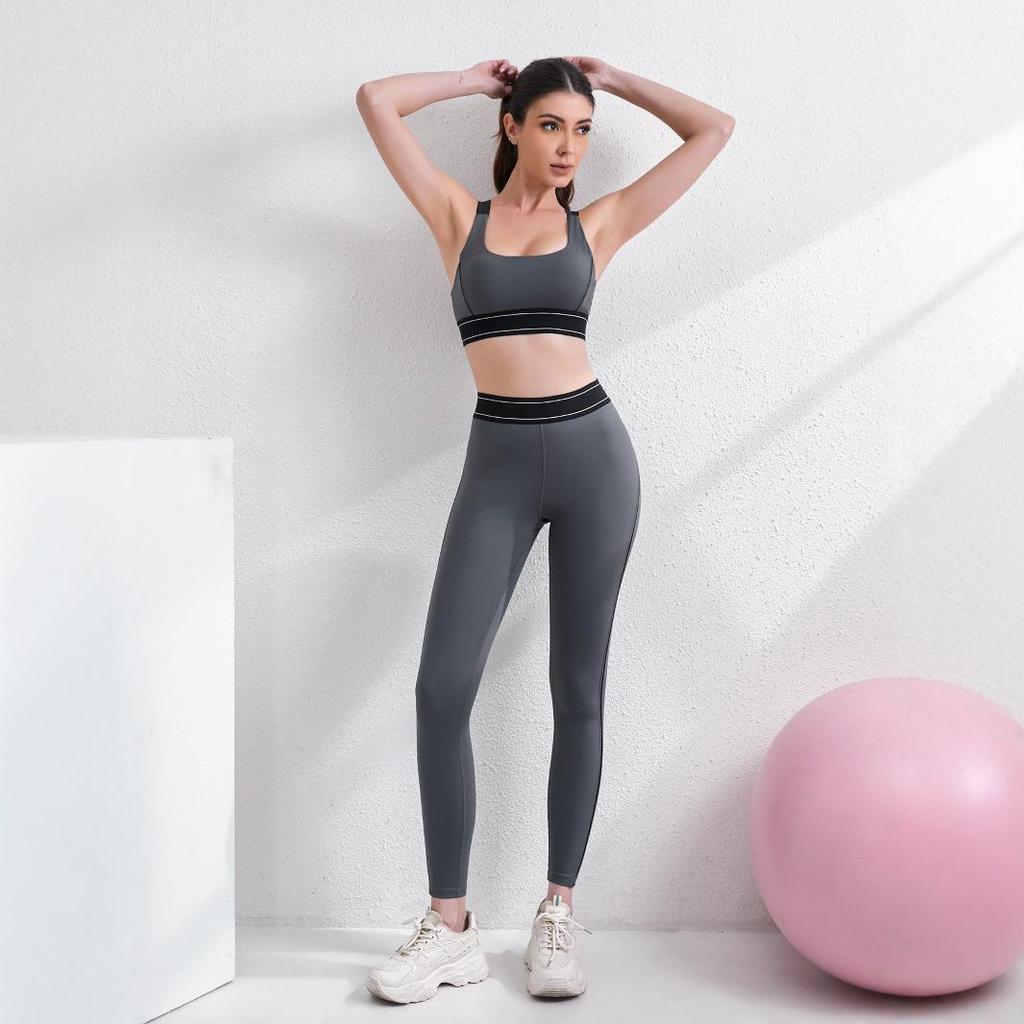 2025 Spring/Summer Women's Color Block Butt-Lifting Yoga Pants & High Elastic Breathable Sports Vest