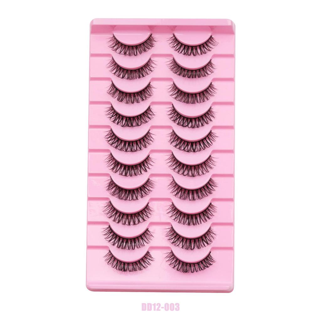Five-Pair Set of Thick, Curly, 3D Fox-Eye Cat-Eye False Eyelashes