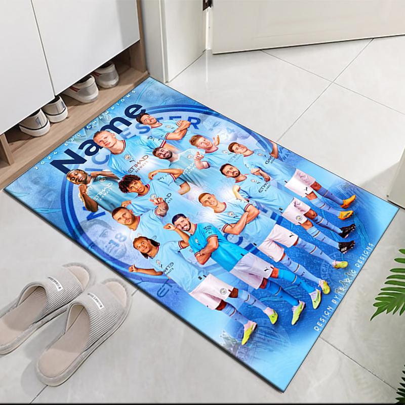 Custom Name Manchester City Printed Carpet Rug For Office Chair Living Room Bedroom Kitchen Room Decor Gifts
