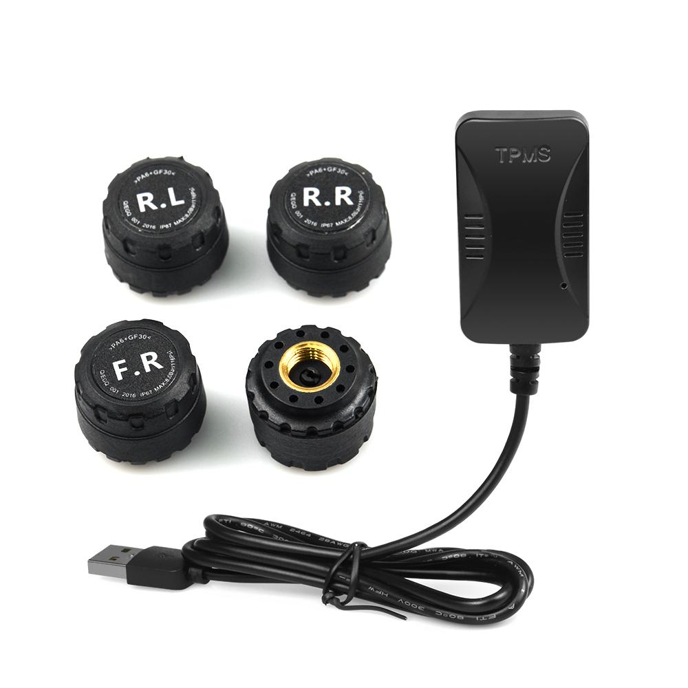 Android DVD TPMS USB Tire Alarm Auto Tire Pressure Monitoring System 4 Tire external / inner Sensors Temperature Alarm inner