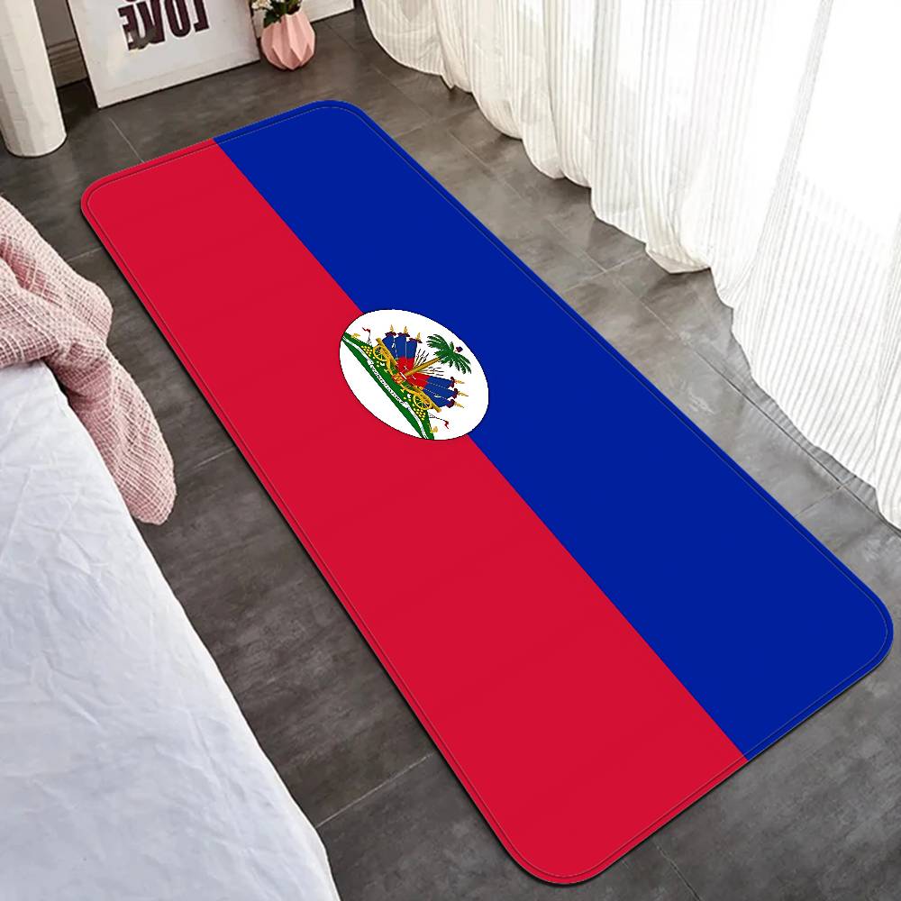 Vintage Haiti Haitian Flag Hallway Carpet Non-Slip Laundry Room Mat Laundry Decor Balcony Child Living Room Toilet Rug