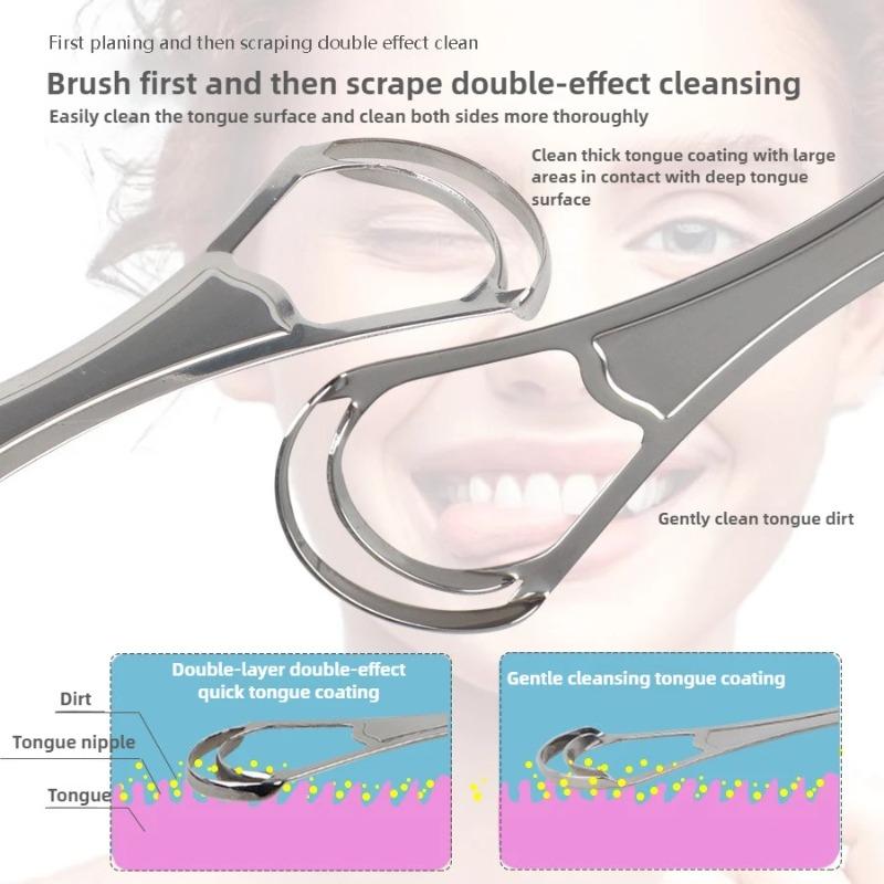 4/5Pcs Stainless Steel Useful Tongue Scraper Cleaner Reusable Fresh Breath Cleaning Coated Tongue Oral Hygiene Care Tools