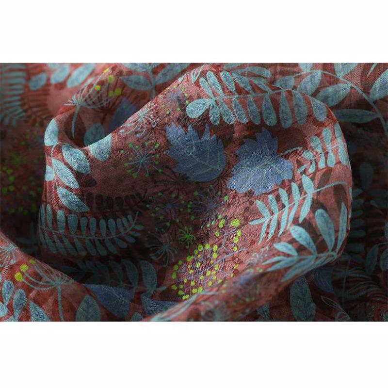 Vintage Floral Print Thin Ramie Pants Women Summer Elastic Waist Ankle Length Trousers Loose Wide Legs Pants