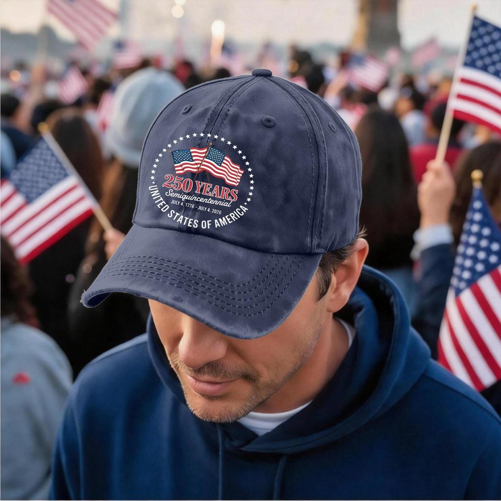 Men's and Women's Distressed Washed Casual Baseball Caps, Flag Letter Print Hats