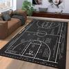 Basketball Court Design Carpet, Black and White Sports Area Rug Suitable for use as an anti-slip for living room bedroom sofas