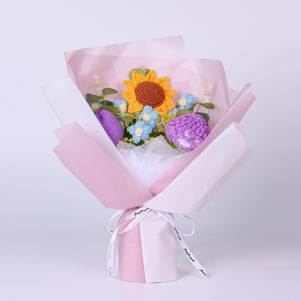 Hand-Knitted Rose Yarn Bouquet - Perfect Birthday or Festival Gift for Friends and Teachers