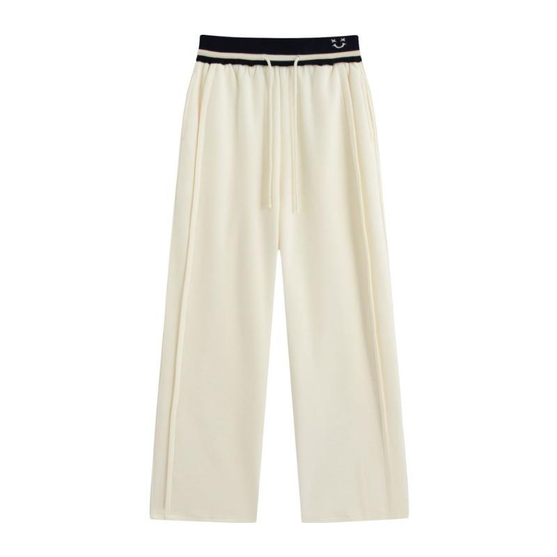 New gray casual pants women's autumn lazy drape high waist straight pants slim loose drawstring sweatpants