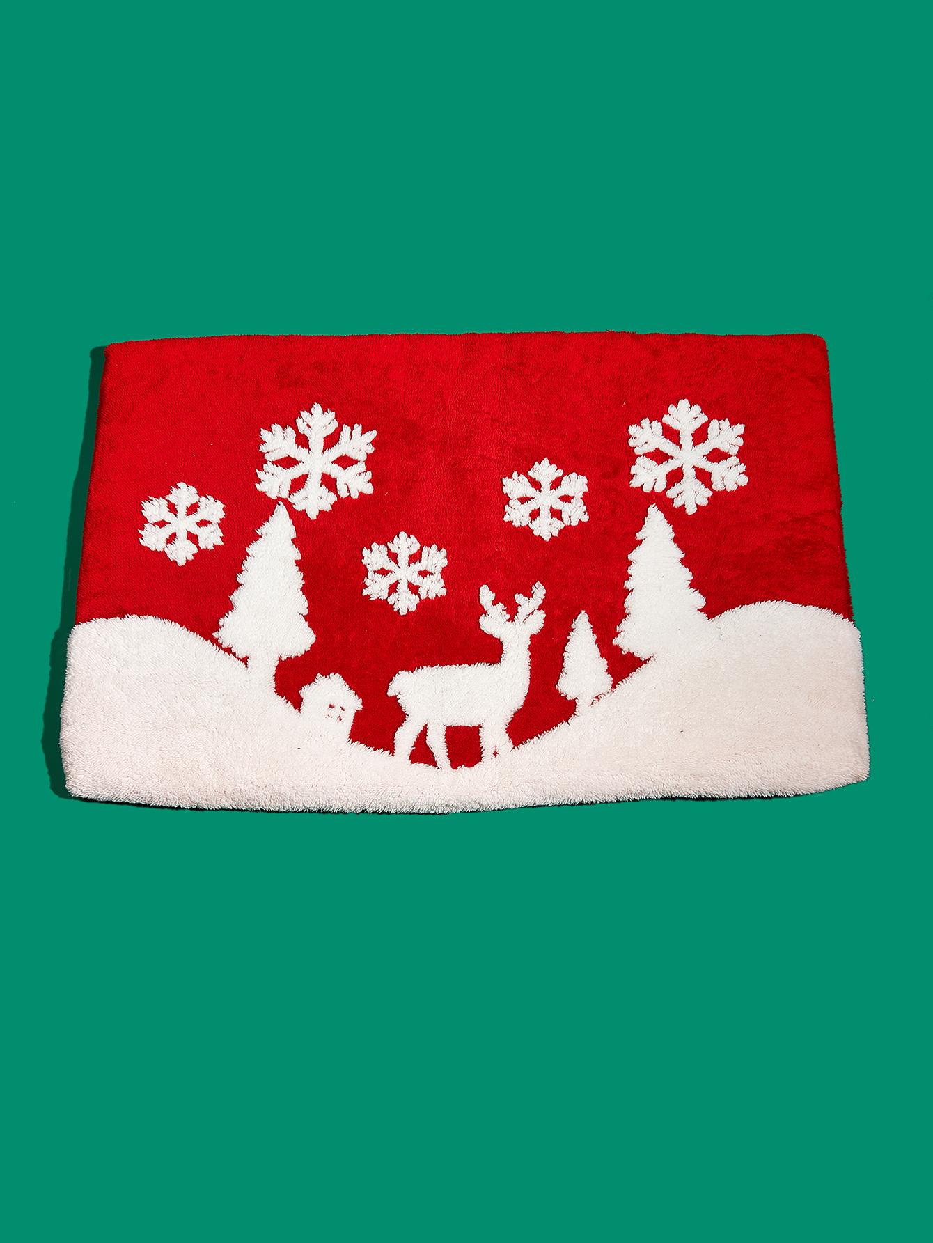 

Рождественская кошка и собака, узор с лосем, подушка, коврик для кровати, плюшевая кровать для щенка, котенка, прямоугольная кровать, лежанка для домашних животных для маленьких и средних собак красный