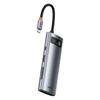 Baseus 7-in-1 Metal Gleam USB-C Hub: Power Delivery, 4K HDMI, USB 3.0 Ports, SD/TF Card Slots – Gray