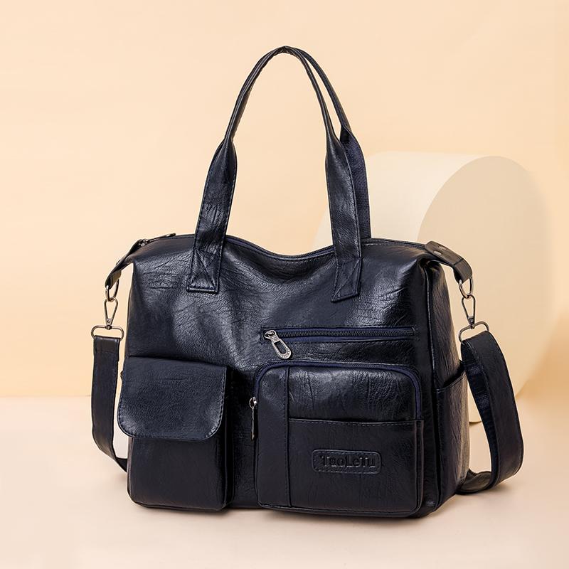 Fashionable Women's Handbag with Large Capacity Solid Color Soft PU Leather Material Retro Shoulder Bag  Crossbody Bag