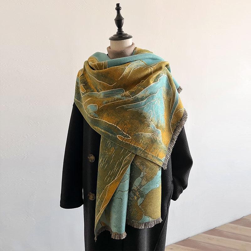 Women's Winter Floral Retro Imitation Cashmere Shawl - Fashionable & Warm Gift Scarf