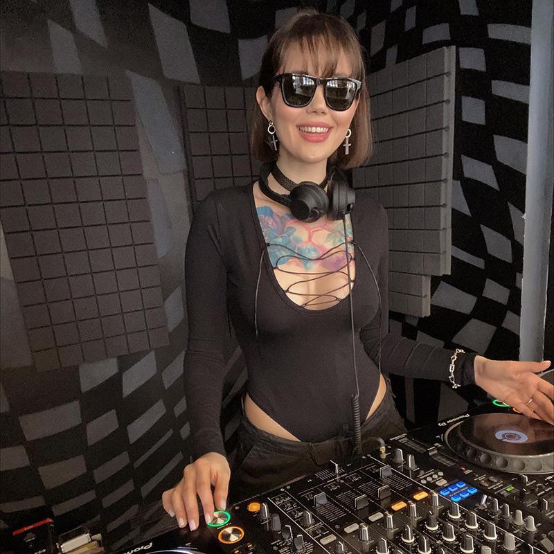 Mocktryck för kvinnor Mode Turtle Neck Toppar Långärmad Bodysuit Jumpsuit