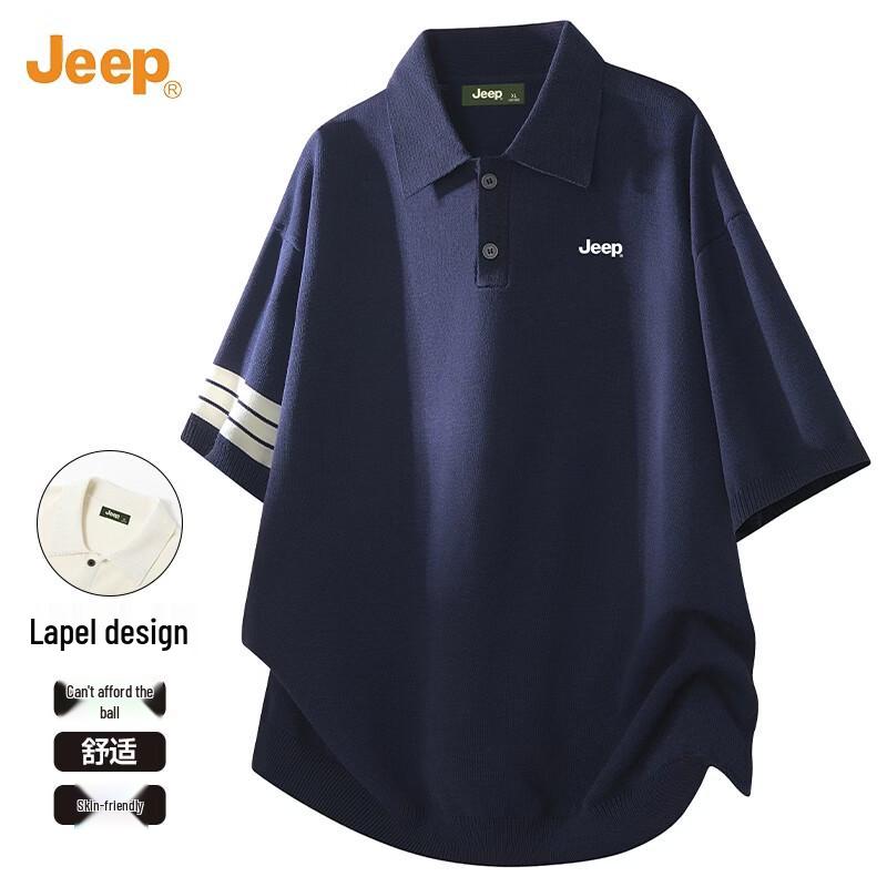 JEEP Men s Anti-Pilling Knitted Polo Shirt L