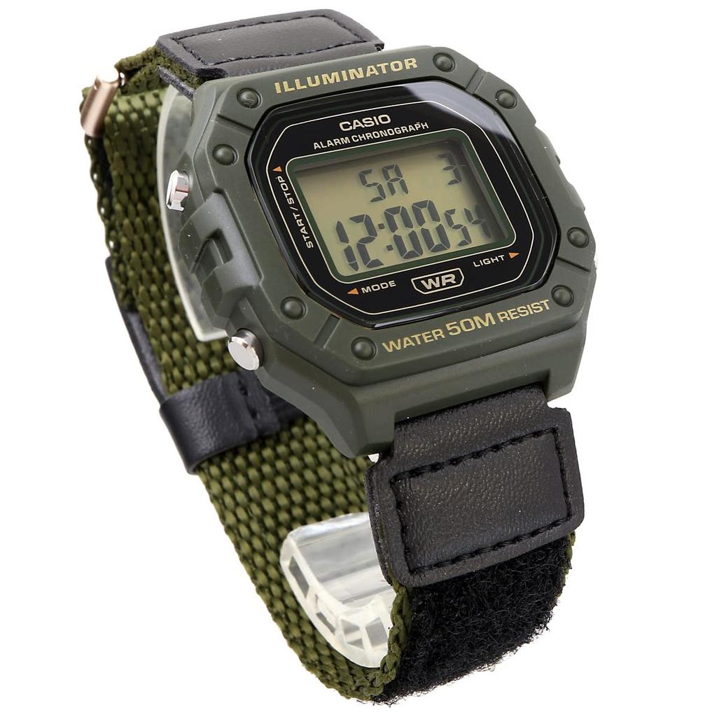 Casio Standard Digital Watch W-218HB-3AV Men's Green Cross Band in Casio Box [Parallel Import]