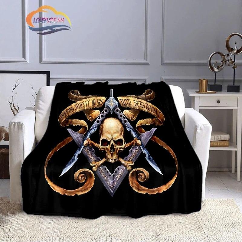 Fashion Patterns Masonic Portable Sofa Blanket Freemason Flannel Warm Four Seasons Camping Blanke Freemasonry Multi Size Blanket