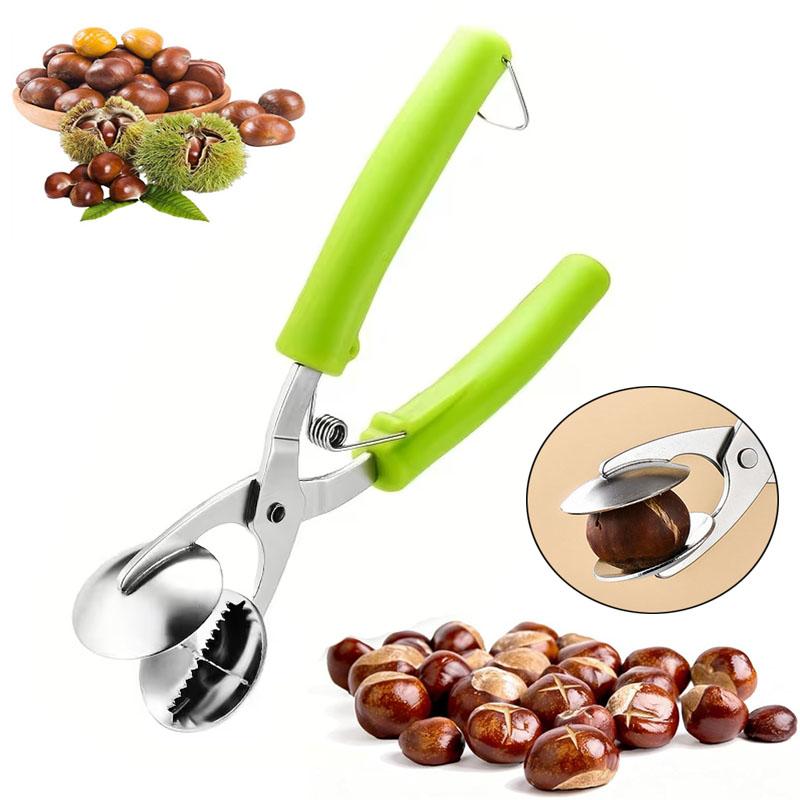 Chestnuts Opener Clip Nut Cracker with 304 Stainless Steel Blade Walnut Cracker Sheller Metal Walnuts Pliers Kitchen Walnut Tool
