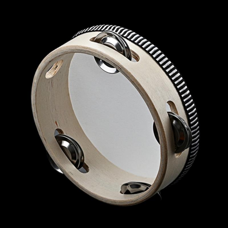 Handheld Tambourine Educational Musical Tambourine Drum for Children and Adults Wooden Tambourine Lightweight Tambourine