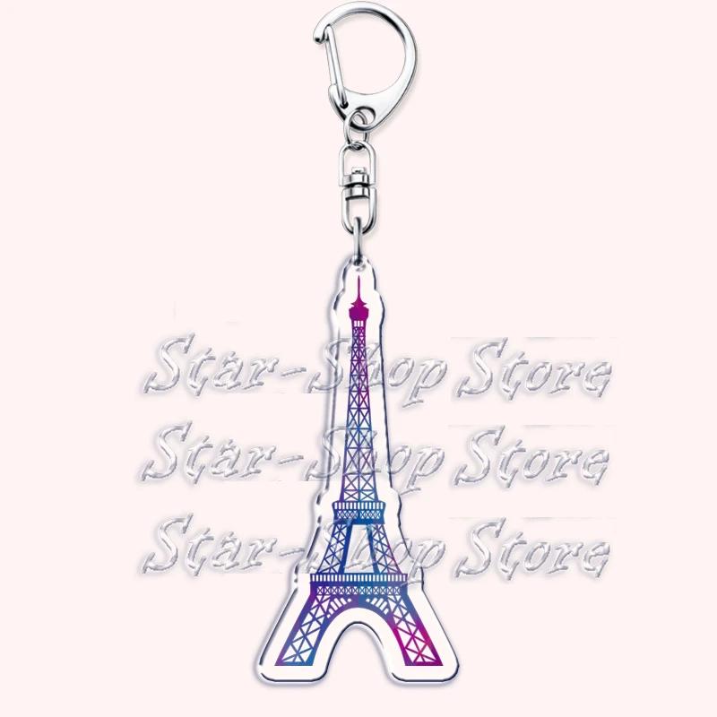 Retro France I Love Paris Eiffel Tower Keychains French Stamps Keyring for Accessories Bag Key Chain Jewelry Fans Friends Gifts