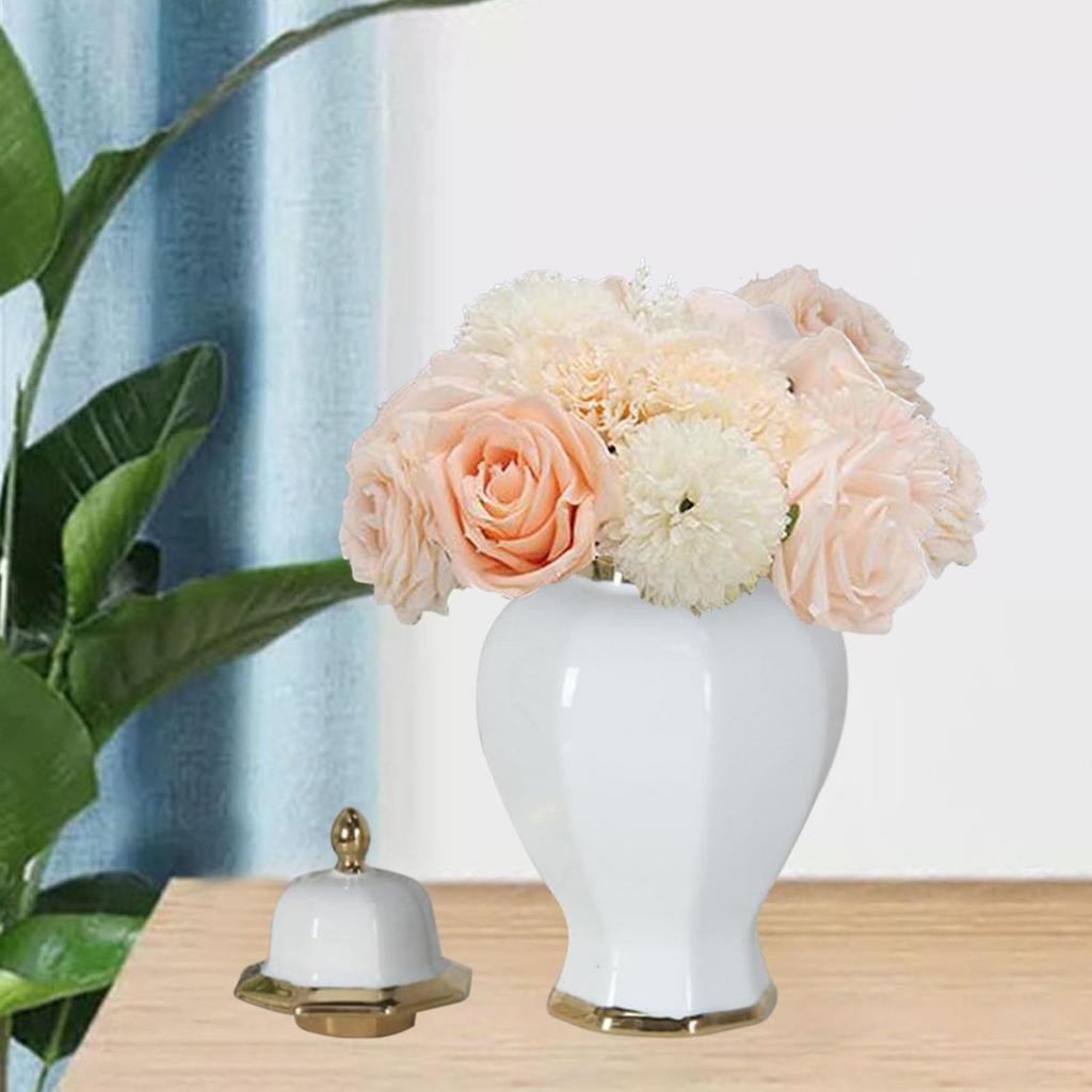 Ceramic Vase Decoration Elegant Floral Display Ceramic Ginger Jar with Lid for Bar Party Living Room Shop Window Entrance