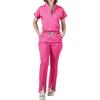 Women's Loose And Comfortable V-neck Short Sleeved Workwear With Multiple Pockets Suit Set